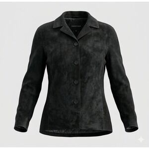 Colebrook‎ & Co Women's Vintage Black Suede Lined Button Up Jacket. Size XL